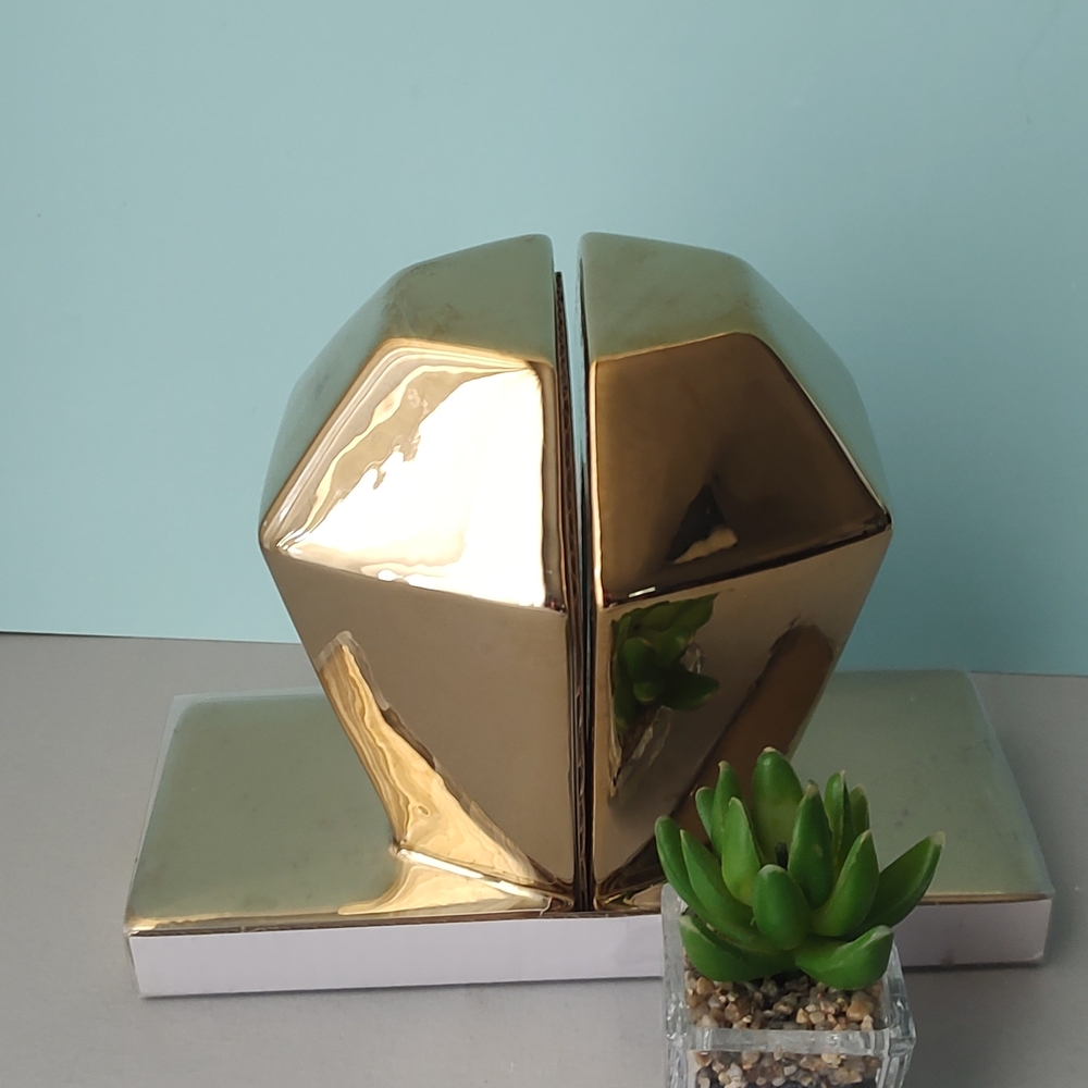 Gold Geometric Bookends